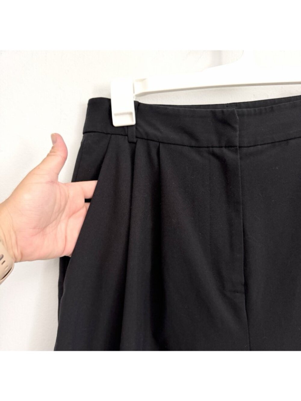 Tibi Black Wide Leg Edith Pleated Stella Culotte Trousers Cropped Women’s Size 4 - Picture 4 of 9